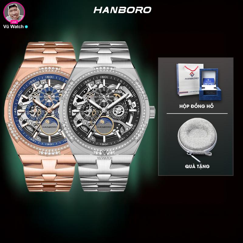 Đồng Hồ Cơ HANBORO [3638] 8022-2| Tặng kèm bóp đựng động hồ