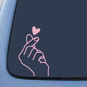 Calcomanía para auto con patrón de Mano y Corazón, Calcomanía para ventana de auto, Calcomanía impermeable para auto, Vinilo divertido para estilizar autos