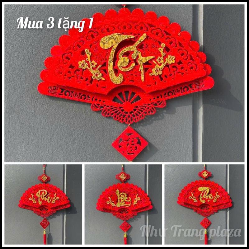 [ MUA 3 TẶNG 1] Combo 3 Khánh treo trang trí chữ  PHÚC - LỘC -THỌ, tặng thêm 1 khánh chữ TẾT, tặng thêm 4 móc hít siêu chắc