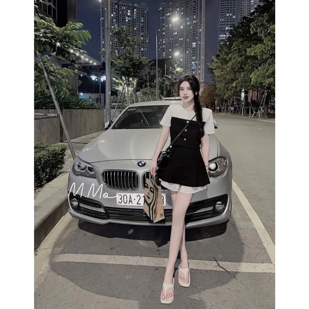 [BIGSIZE] Sét váy bò lụa phối trắng