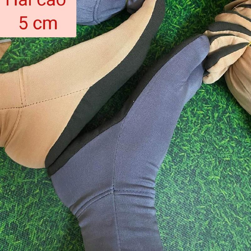 5 Đôi Vớ Hài Vải Cổ Cao 5 cm MÀU XÁM, Cổ Bo Ôm Chân Và Xỏ Ngón 0