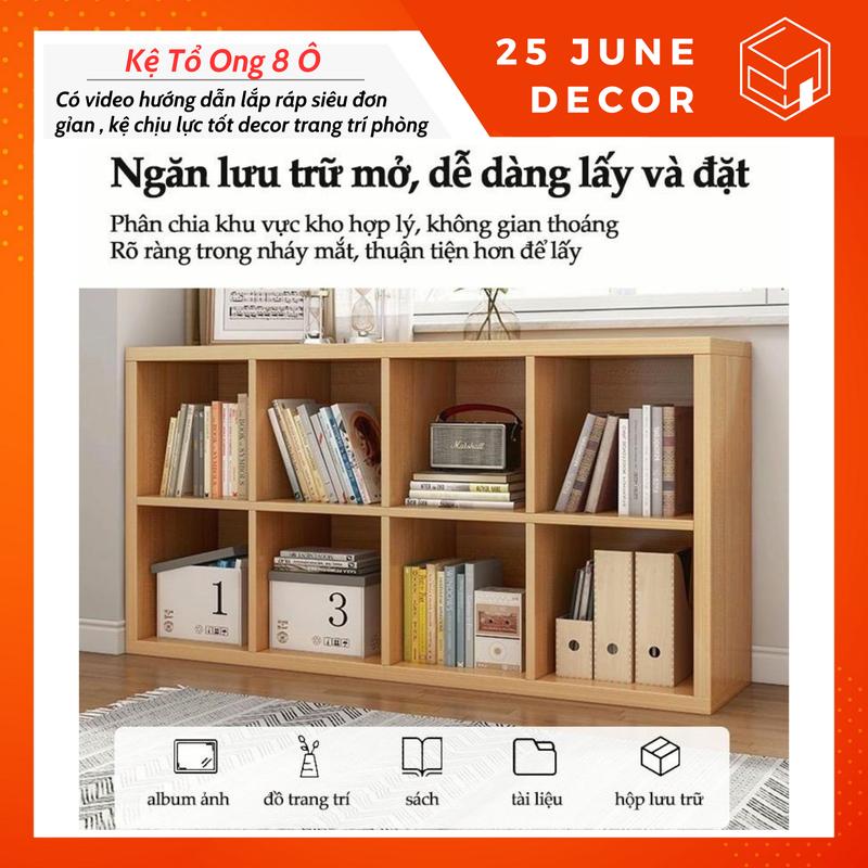 Kệ Tổ Ong 8 Ô Kệ Gỗ Để Đồ Đa Năng 8 Ô Vuông Tiện Lợi Kệ Sách Gỗ Đa Năng Gỗ MDF Có Video Hướng Dẫn - 25 June Decor