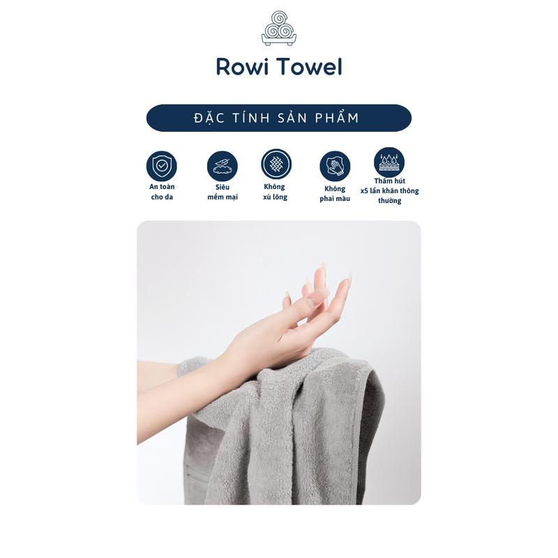 Khăn mặt cotton Rowi Towel 30x50cm chất cotton mềm mịn , bông dày thấm hút , không đổ lông , không ra màu đồ dùng nhà tắm 3