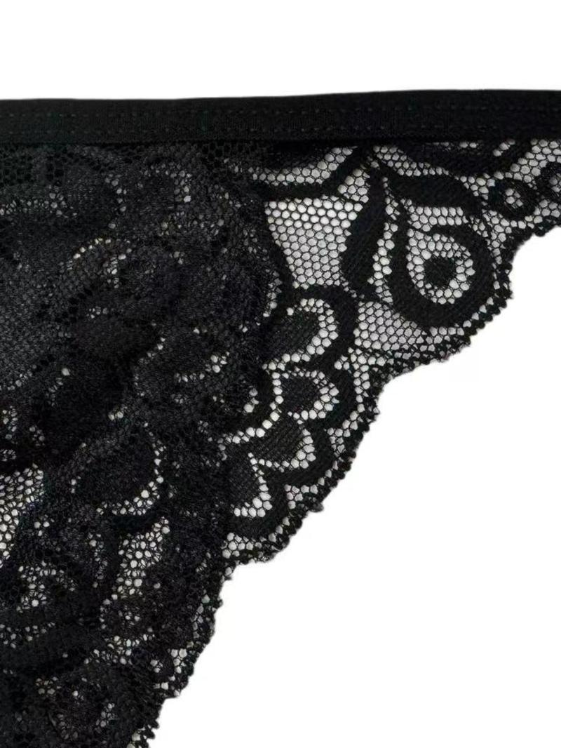 Product Introduction of Men's Floral Lace Sheer Sexy Thong, Breathable Comfortable Scallop Trim Underwear for Daily Wear, Men's Underwear for All Seasons 15