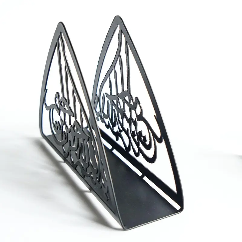 Metal Hollow Out Design Tissue Holder, Islamic Style Metal Table Napkin Holder, Desktop Decorative Ornament for Home Living Room Bedroom Dining Room 8