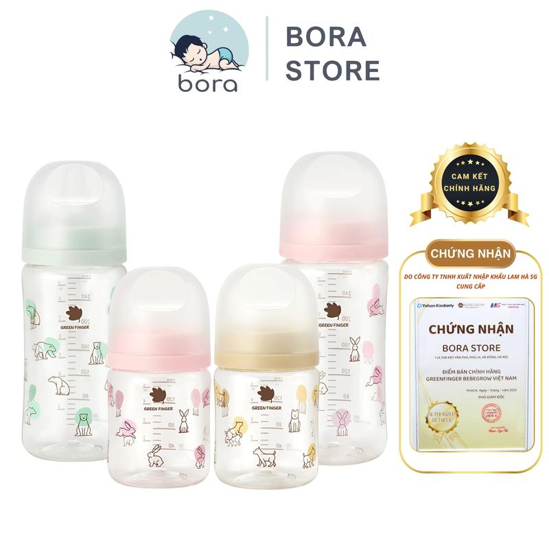 Bình sữa Green Finger Bebegrow Pure Baby cho bé  nhựa PA G850 siêu bền, an toàn, chống tia UV (Tách hộp)