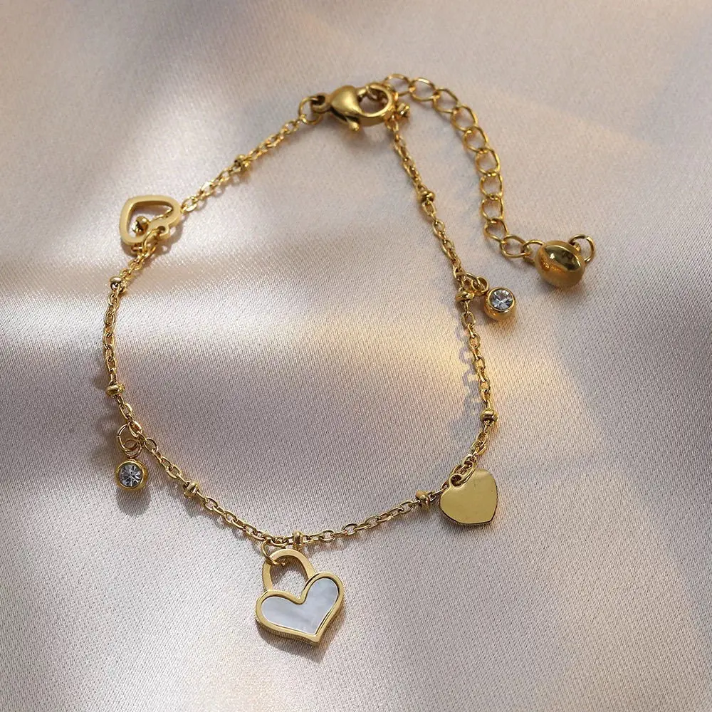 Elegant Ins Titanium Steel Simple Fade Fashion Bracelet Female Special-Interest Design All-Match Heart Shell Non-Fading Bracelet