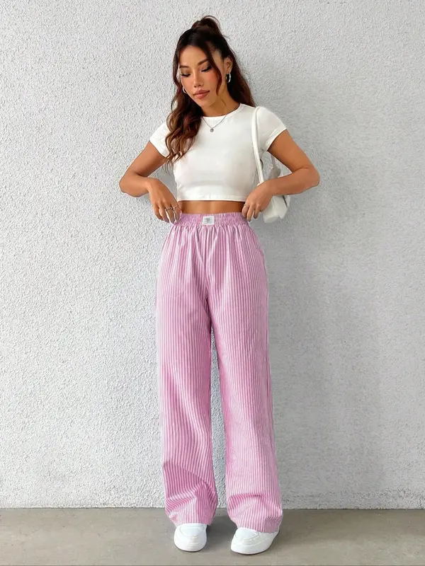 Women's Striped Print Straight Leg Pants, Casual Comfy Trousers for Daily Wear, Ladies Bottoms for All Seasons, Womenswear, Loungewear 2