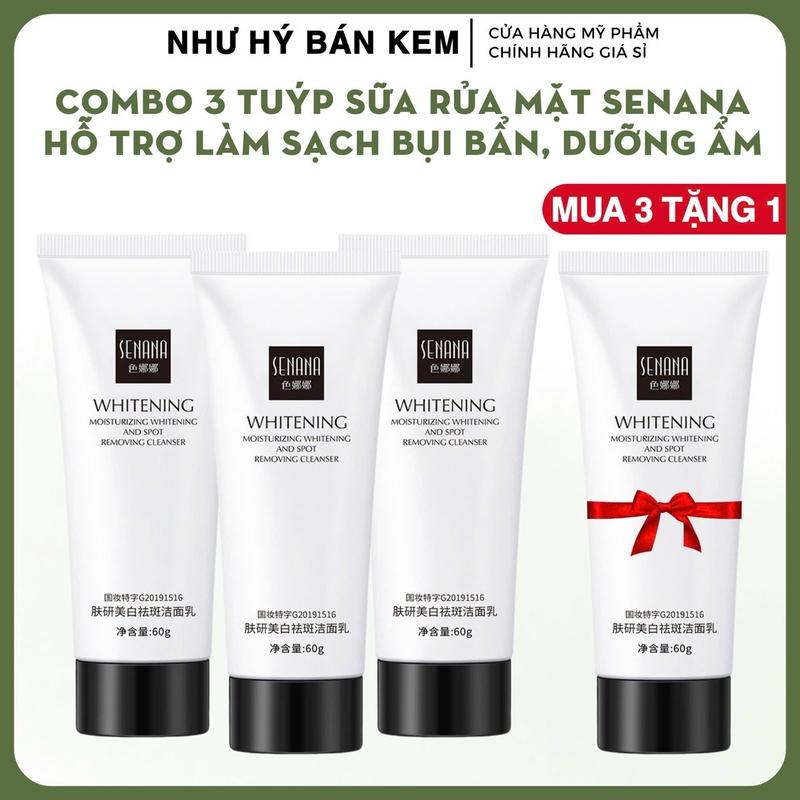 Mua 3 Tặng 1 + Miếng rữa mặt Combo 4 Tuýp Sữa Rửa Mặt SENANA Hỗ Trợ Sáng Da Sạch Da Dưỡng Ẩm Cho Da 60gram tuýp Skincare