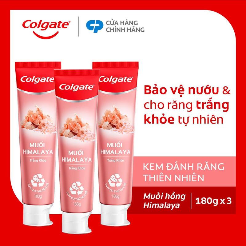  Bộ 3 Kem đánh răng Colgate thiên nhiên muối Himalaya sáng khỏe 180g 