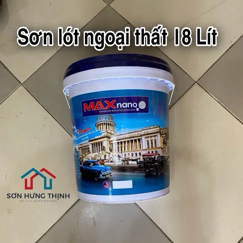 Sơn Lót 18 Lít, Chống Kiềm Ngoại Thất Maxnano, Tác Dụng Giúp Sơn Màu, Lên Màu Chuẩn Đẹp Và Chống Muối Mốc, Tặng Lu+ Chổi 1