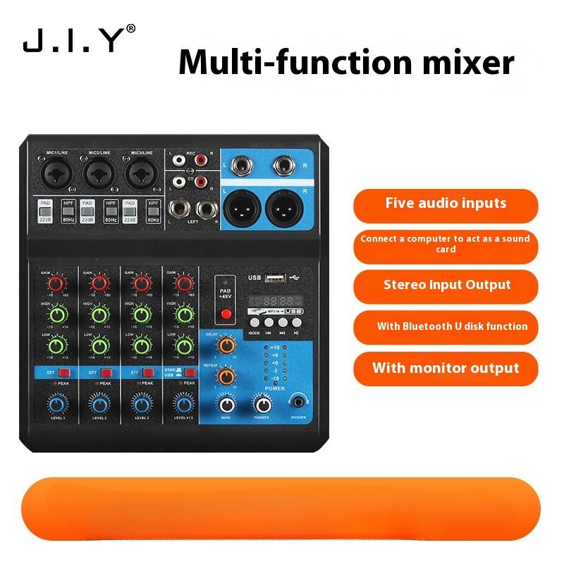 Mixer 5-way computer recording Free drive sound card Live home stage Bluetooth USB DJmixer mixer 1