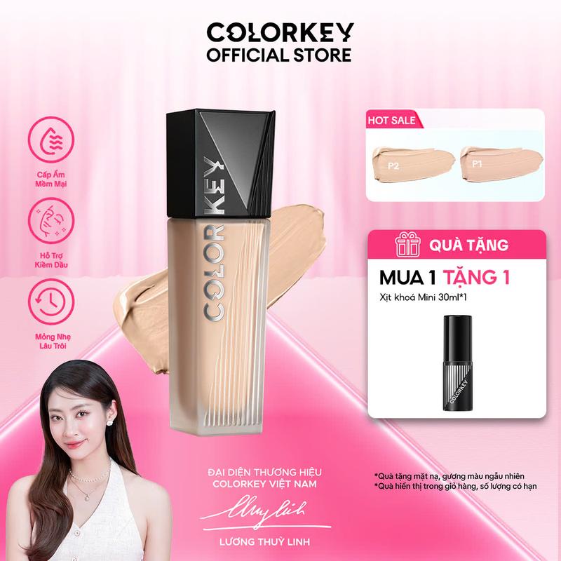 [Exclusive Livestream] Kem Nền COLORKEY PHIÊN BẢN NÂNG CẤP Chân Ái Cho Da Dầu Cho Lớp Trang Điểm Lì Mỏng Nhẹ, Không Dễ Xỉn Màu 30g