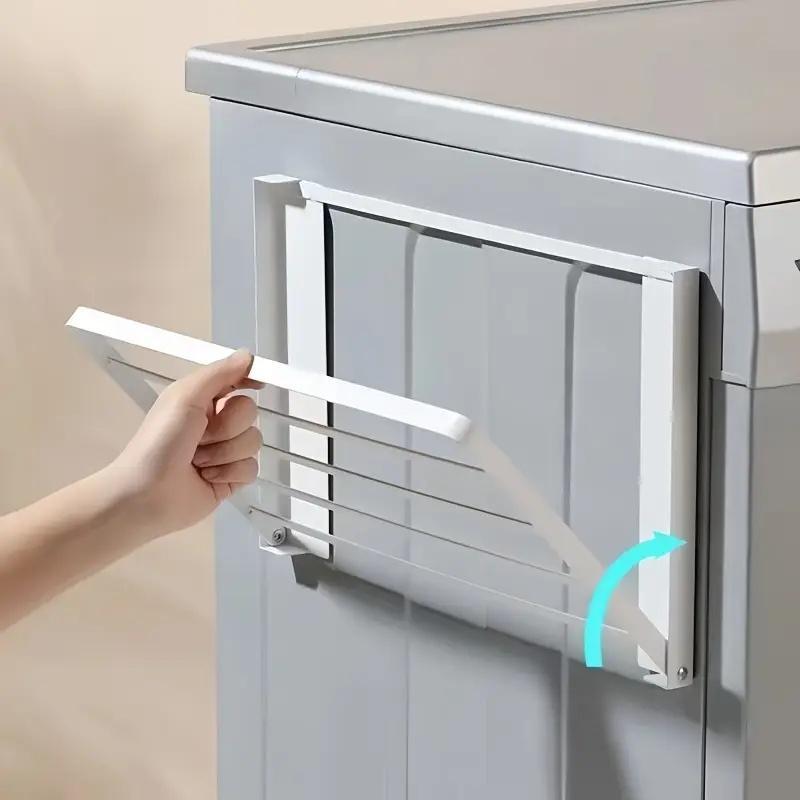 Product Introduction of Magnetic Foldable Storage Rack, 1 Count Wall Mounted Towel Rack, Multifunctional Storage Rack for Bathroom, Laundry Room, Home Organizer 3
