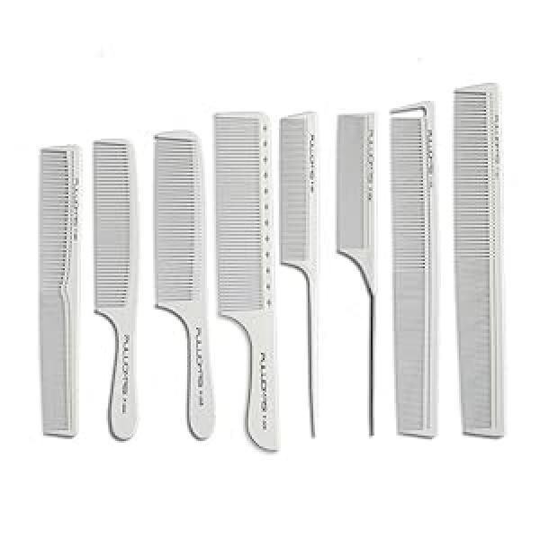 Product Introduction of sharonds White salon professional barber carbon comb heat-resistant anti-static hair comb set of 8 hairdressers preferred- Haircare Heatless 3
