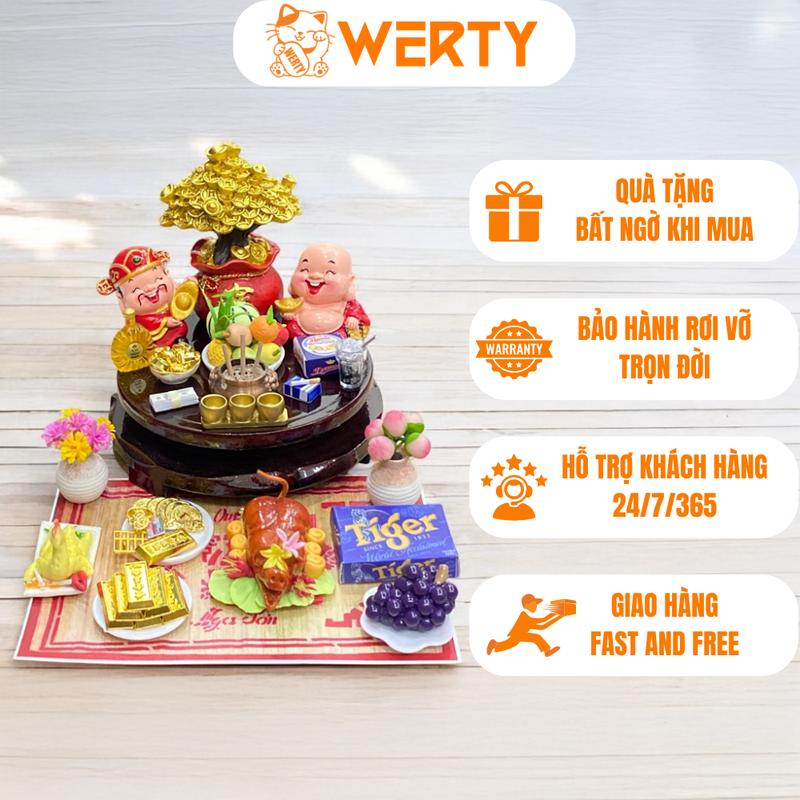 WERTY Bàn thờ thần tài ông địa mini 10cm trang trí bàn làm việc cầu tài lộc may mắn quà tặng khai trương trang trí bàn lễ tân quầy thu ngân