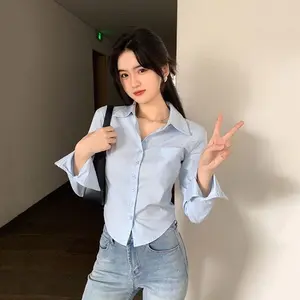 Kemeja Feni Crop Korean Style Lengan Panjang Terbaru