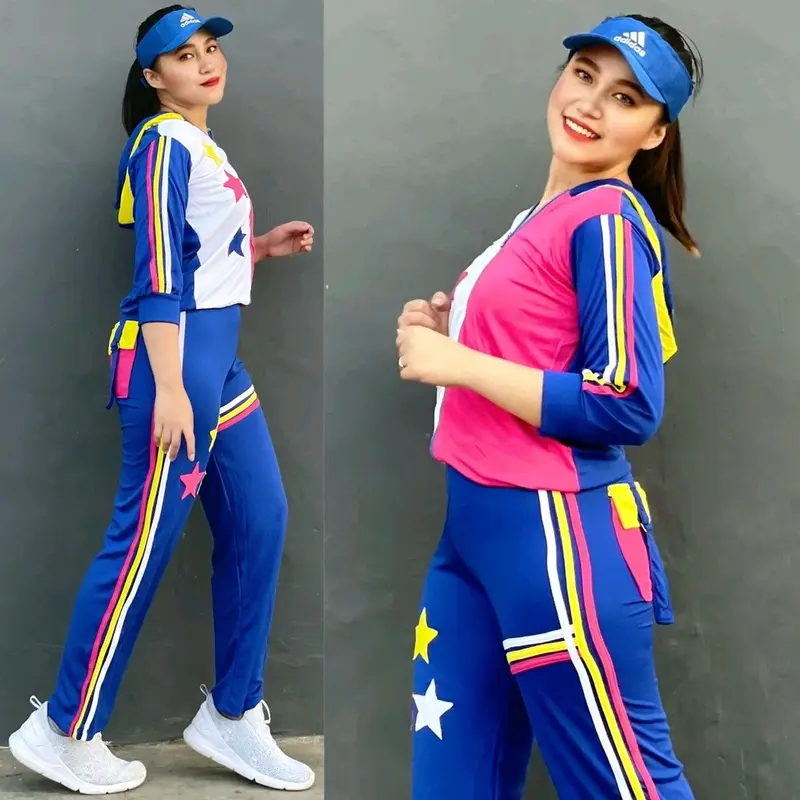 Stelan Olahraga Pelangi Biru Kombinasi 0