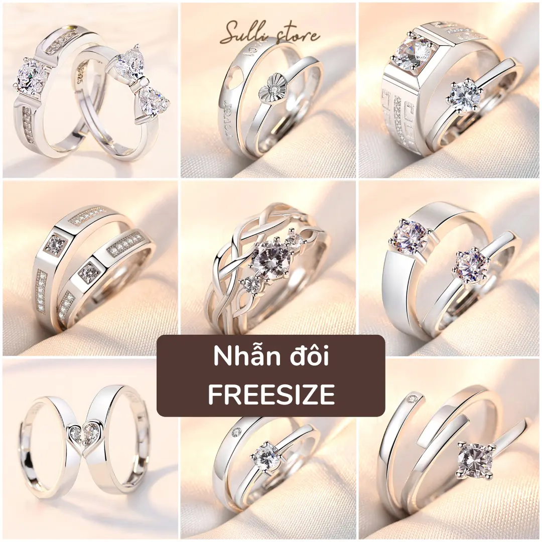 Nhẫn đôi FREESIZE kích cỡ nam nữ (giá 1 cặp) Women