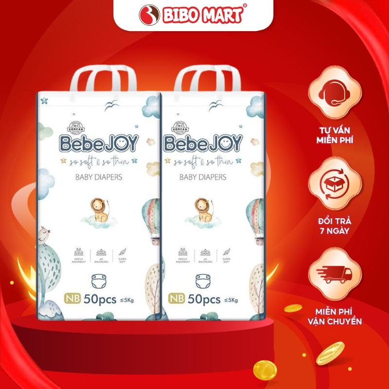 Bỉm - Tã Dán Bebejoy Size NB 50 Miếng Siêu Mềm Mại Thấm Hút (Dưới 5 Kg)