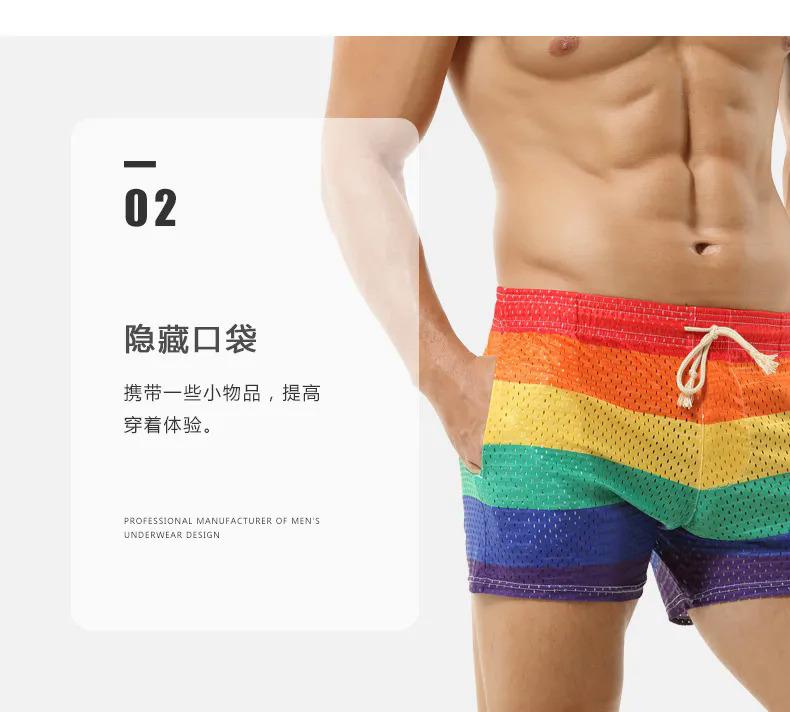 Product Introduction of Mens Beach Shorts Board Swimming Trunks Swimwear Mesh Breathable Swimsuit Boxers 7