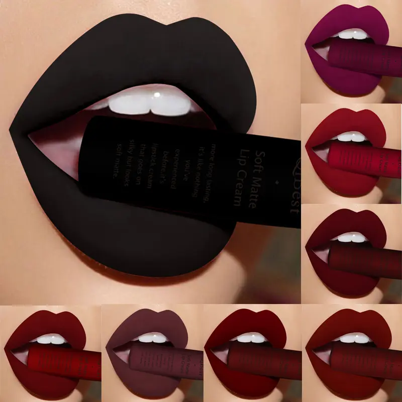 Waterproof Matte Nude Liquid Lipstick Pigment Dark Red Black Long Lasting Liquid Lipstick Women Makeup Lipgloss Lip Tint