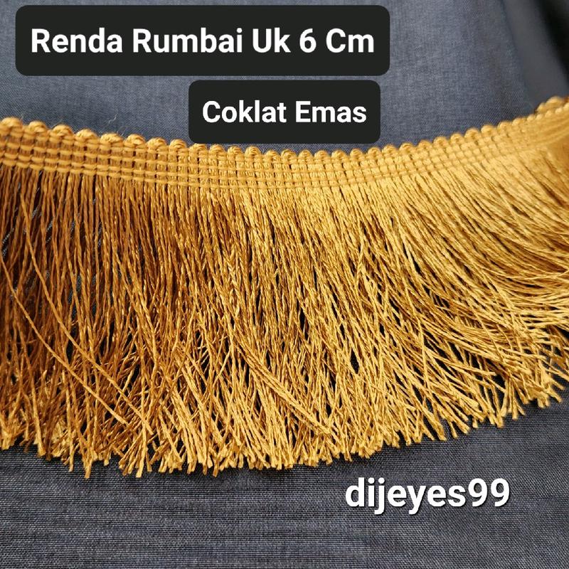 Renda Rumbai Lebar 6 cm Harga per ROLL - Rumbai Halus / Rumbai Mewah Mengkilap / Renda Rumbai sisir / Tassel Lace / Rumbai Kostum / Rumbai Gaun / Renda Sajadah / Tassel rumbai dekorasi / Renda 1