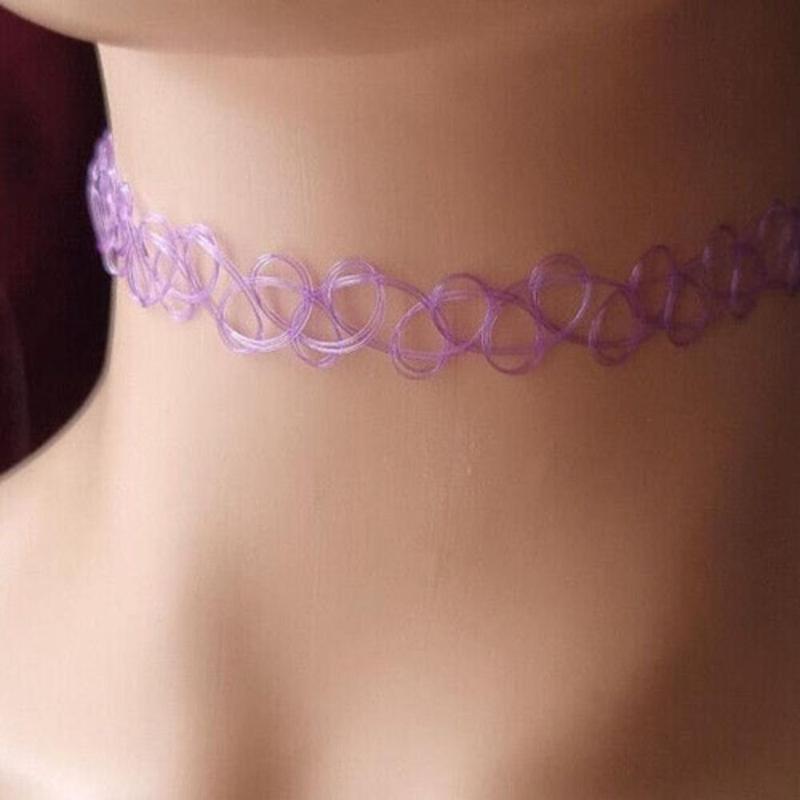 Product Introduction of High Quality Braided Fish Thread Stretch Choker Necklace Vintage Elastic Tattoo Choker Retro Necklace 11