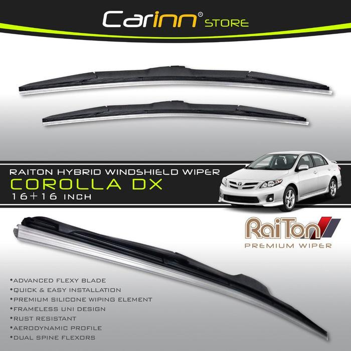 Gambar Raiton Sepasang Wiper Hybrid Kaca Depan Mobil Toyota Corolla DX 16" & 16" -2 Buah/Set - Hitam dari Carinnstore Kota Administrasi Jakarta Pusat Tokopedia