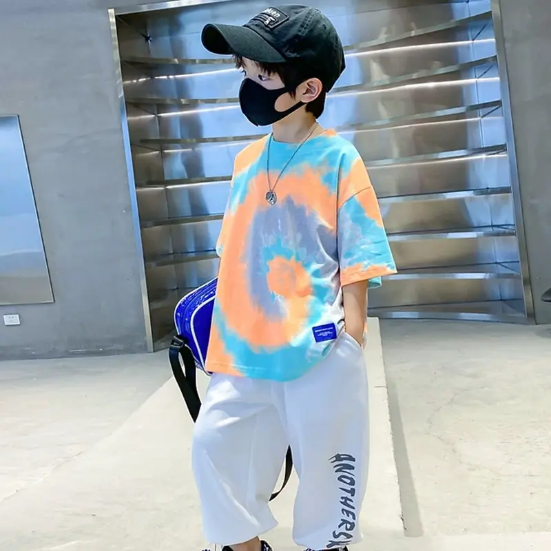 Áo Thun Hip Hop Ngầu Cho Trẻ Em, In Graffiti Nhiều Màu Sắc, Áo Phông Ngắn Tay Dáng Rộng Vừa Vặn Cho Bé Trai Và Bé Gái, 120-170CM, Còn Hàng Và Vận Chuyển Nhanh 2
