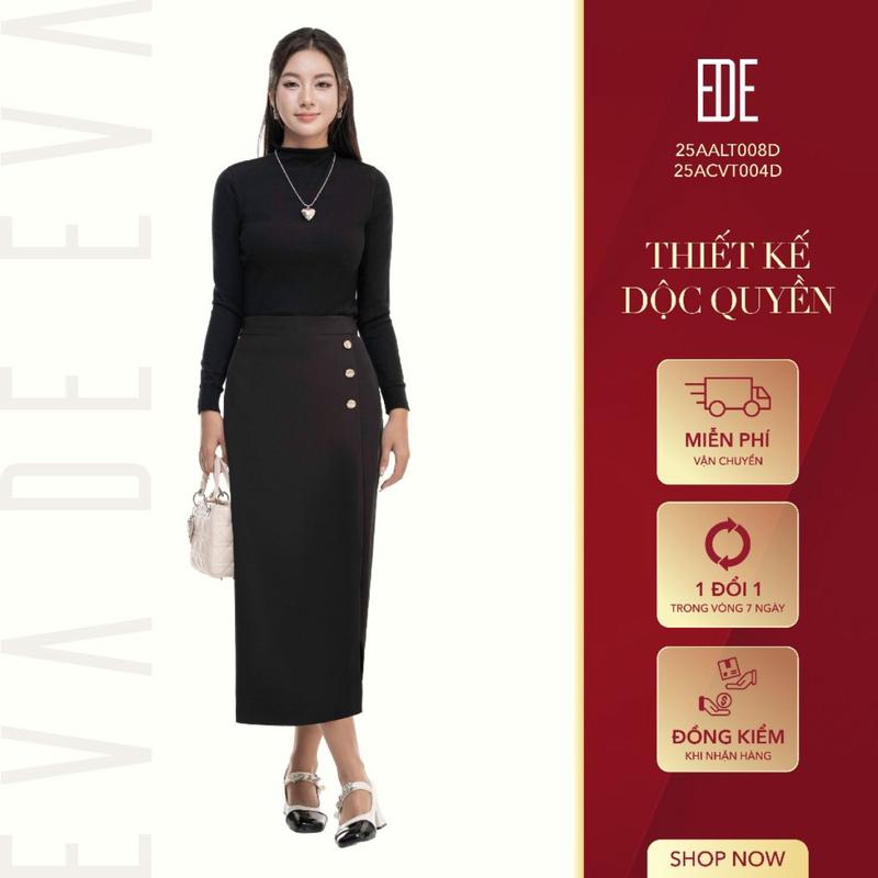 Chân váy dáng dài xẻ trước thiết kế Eva de Eva 25ACVT004D