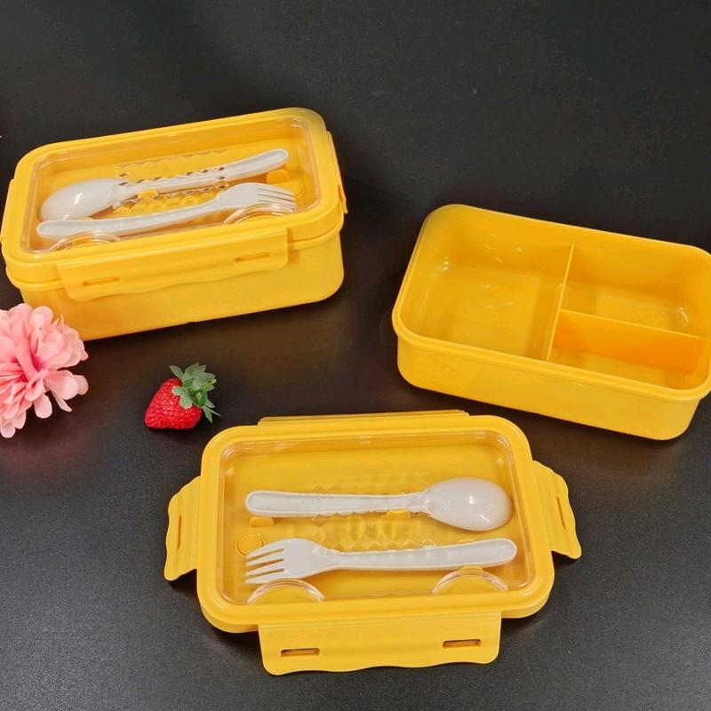 Origin E : set kotak makan 3 grid tebal + sendok dan garpu + tas bekal + botol minum / lunch box Pink Blue 4