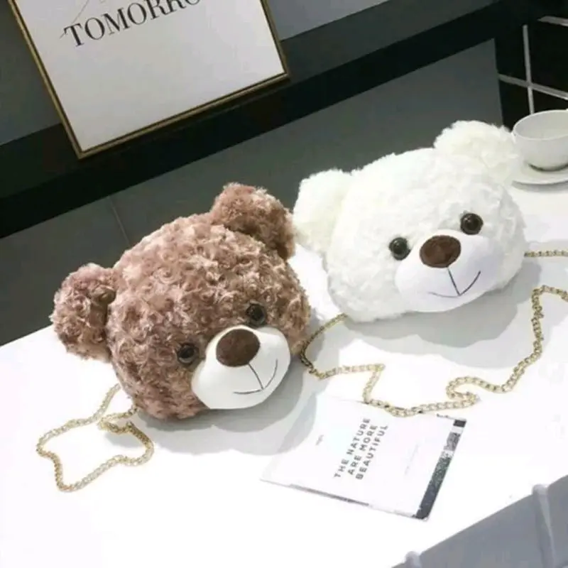 (free gift) TAS BONEKA KEPALA BERUANG BESAR - SELEMPANG BEAR