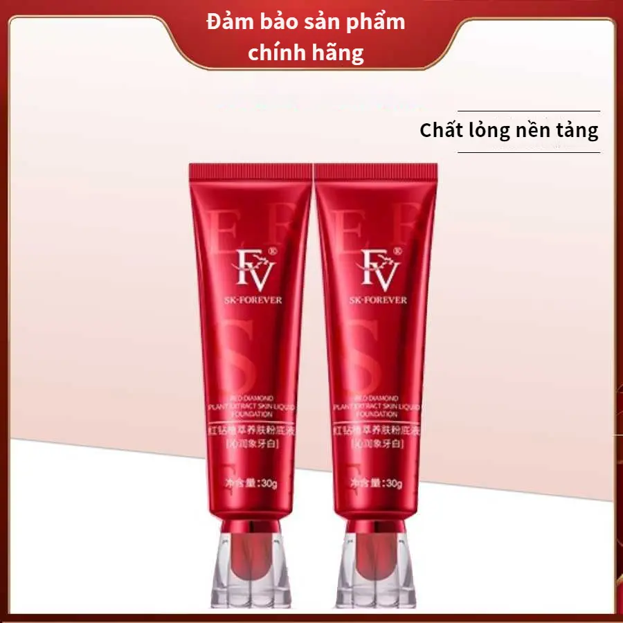 Kem Nền Dạng Lỏng Dưỡng Ẩm, FV, Với Chiết Xuất Thực Vật Kim Cương Đỏ, Che Khuyết Điểm, Lâu Trôi, Không Dễ Tẩy Trang, Kiểm Soát Dầu