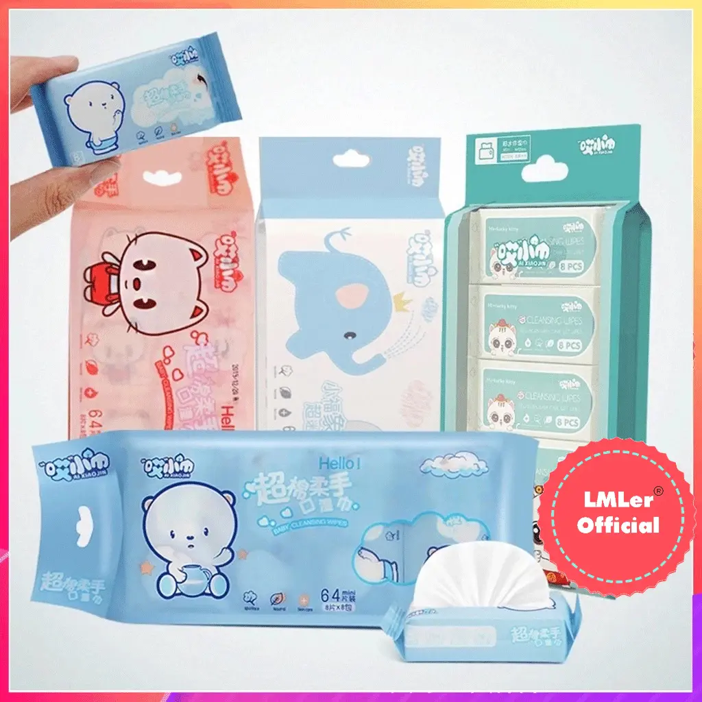 💋Extra discount of 38%💋👄Ưu đãi thêm%30👄[Đủ màu] Khăn giấy ướt mini tiện lợi Túi 8 gói 64 tờ siêu xinh P0448