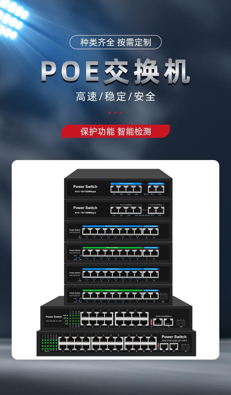 Product Introduction of Standard POE Switch Gigabit/100M 24 Ports 16 8 6 4 Network Monitoring Using Poe 61