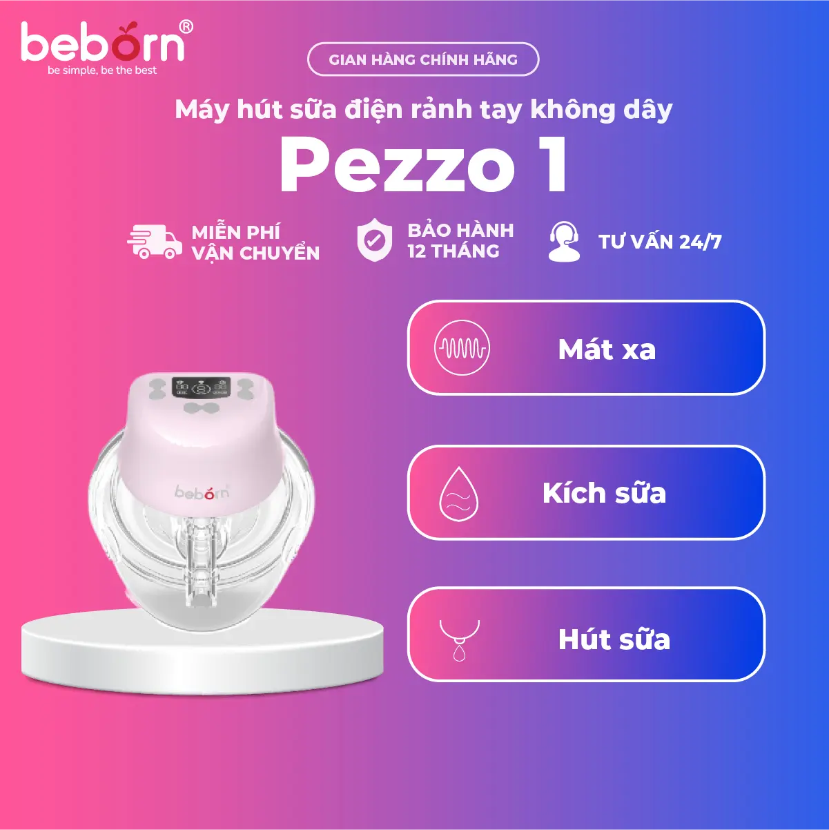 [ BEBORN ] Máy hút sữa điện rảnh tay không dây Pezzo 1 - WBP01SD