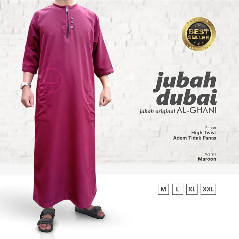 Jubah lengan pendek pria terbaru kekinian abu gamis Muslim Dewasa  Remaja 2
