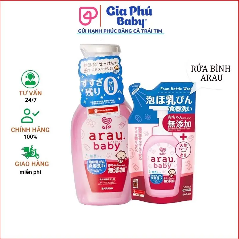 Nước rửa bình sữa Arau baby Nhật Bản hàng chính hãng an toàn cho bé từ sơ sinh