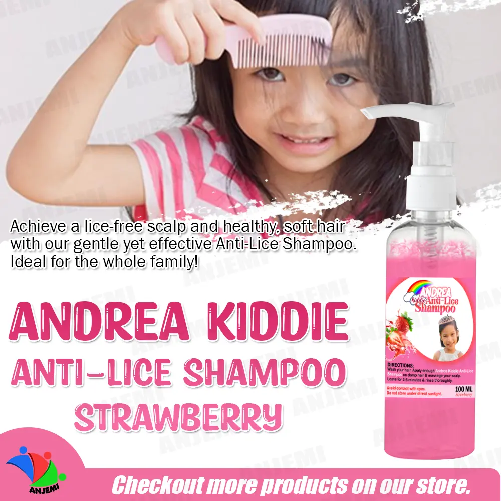 Andrea Anti-Lice Kiddie Shampoo 100ml Lice Remover ( Strawberry Scent ) Organic