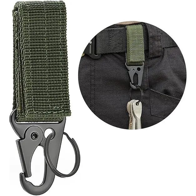 Tactic belt key holder keychain belt clip webbing hanging buckle strap belt keyring keychain tactic hook for backpacking climbing carabiner