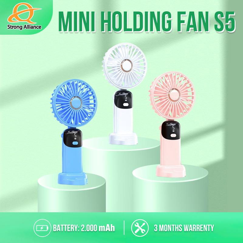 [ BH 3 THÁNG ] Quạt tích điện Mini Cầm Tay S5-2.000mAh Gấp Gọn Để Bàn, kèm đế quạt có giá đỡ điện thoại