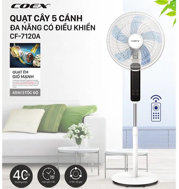 Product Introduction of Quạt cây 5 cánh Coex CF-7120A (Màu trắng đen) 7