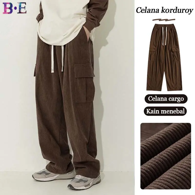 celana cargo corduroy pria unisex jumbo cargo pants celana pria korean style celana corduroy pria celana panjang santai celana panjang polos loose pants celana korduroy pria baggy celana lebar pria celana hitam pria vintage celana pria keren elastis COD