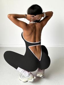 Mono de gimnasia sin mangas y sin espalda con bloques de color para mujer, sexy, ropa casual de fitness, cómodo y elegante