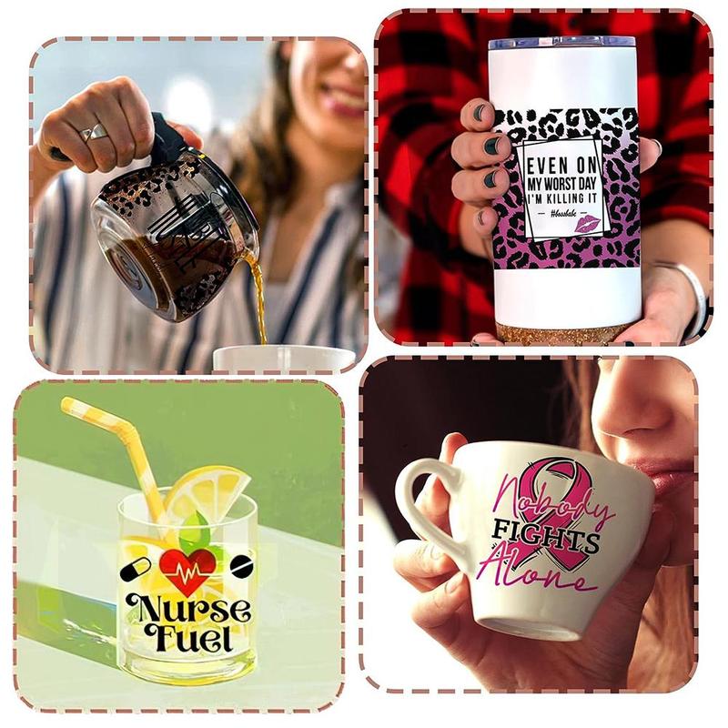 Cartoon Lemon Theme Cup Stickers, 4 Counts/set Waterproof Self-adhesive Cup Wraps Decals, DIY Decorative Stickers For Home Cup Water Bottle 8