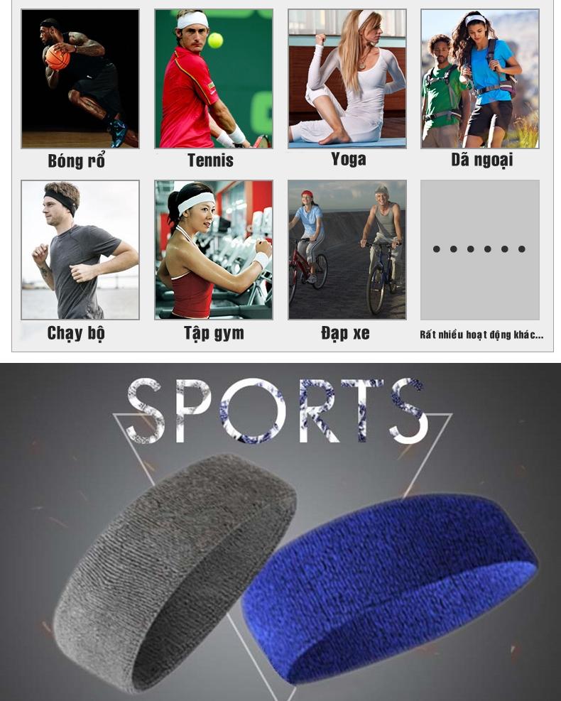Product Introduction of Băng Đô Thể Thao Thấm Mồ Hôi, HeadBand Nam Nữ Chơi Bóng Rổ Đá Banh Tennis Chạy Bộ Cầu Lông Đạp Xe Tập Gym Bóng Chuyền 8