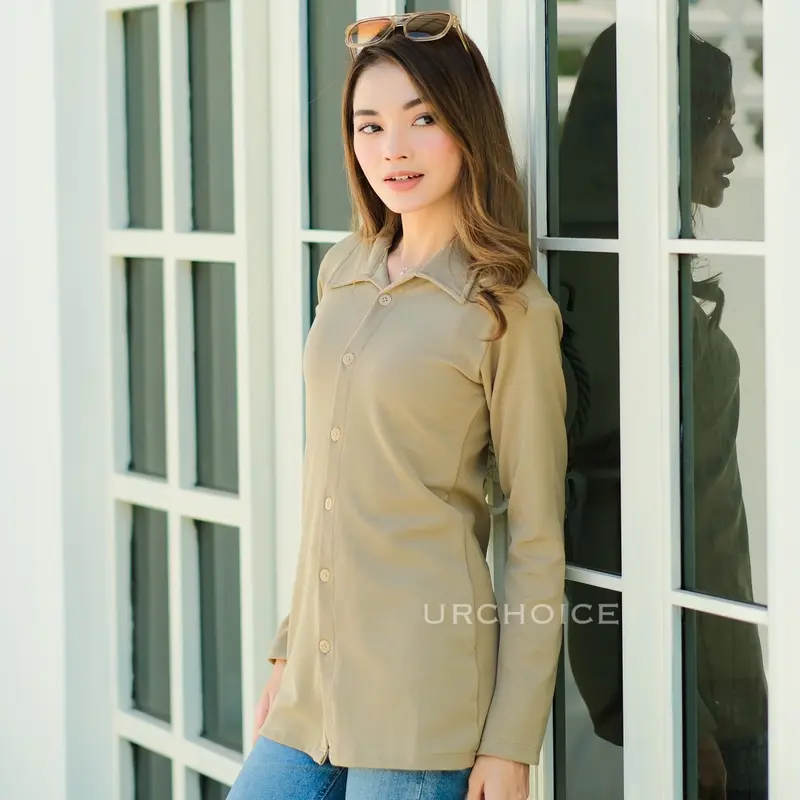 Kemeja Polo Top Knit Rib Long Sleeves - Atasan Kerah Lengan Panjang Premium Fit Knitwear 5