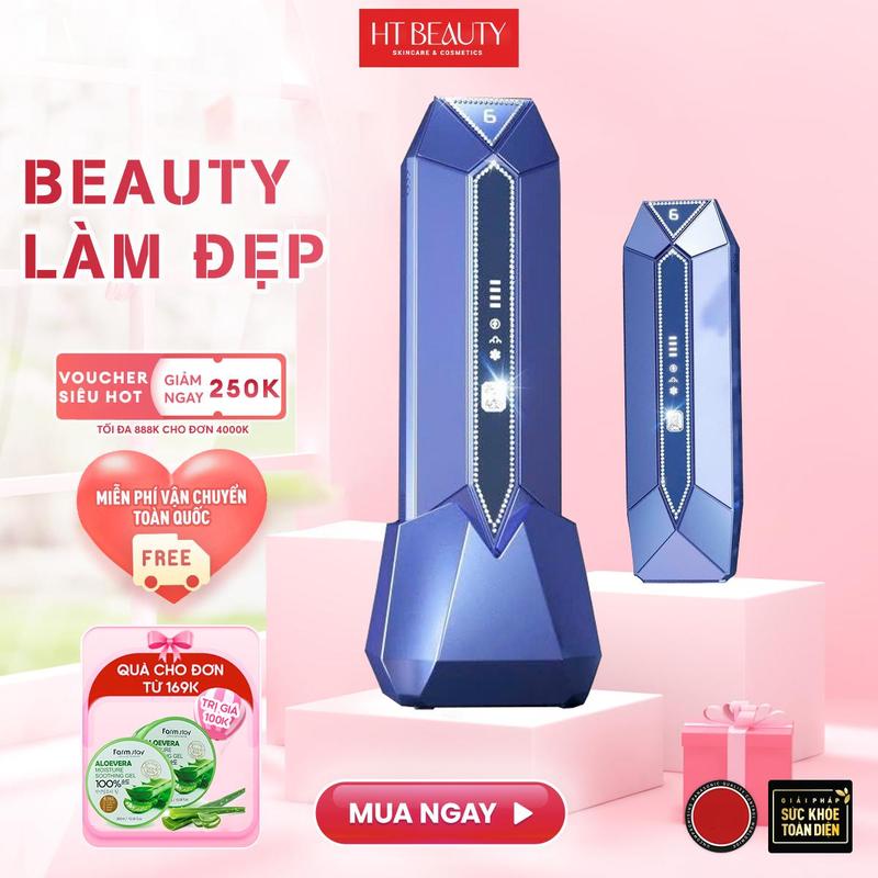 Máy triệt lông cá nhân cầm tay tại nhà máy tẩy lông công nghệ IPL Sapphire lạnh 10 độ C Pin sạc NanoTime Beauty B65Pro HT Beauty Chính Hãng Bảo hành 2 năm