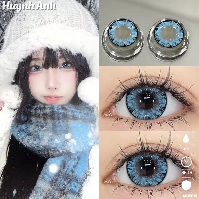 Lens Mắt Kính Áp Tròng mắt mèo xanh blue & green long lanh giãn to [Giá 1 Đôi + Kèm Khay Dụng Cụ]